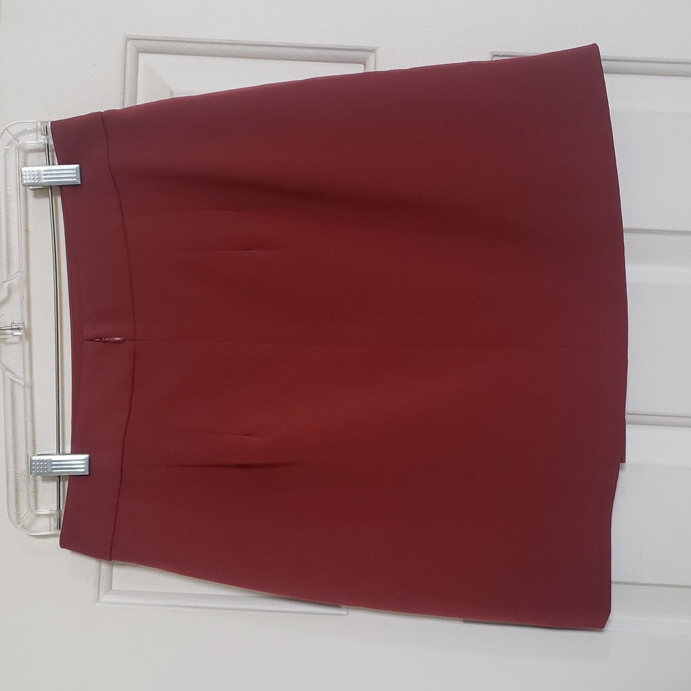 LOFT Rust Faux Wrap Skirt | Minimalist Chic Tailored | Button Front | SIZE 2 - Picture 7 of 16